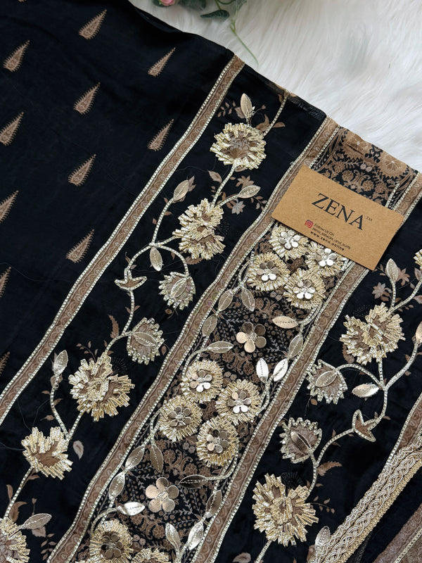 ✨ Pure Crepe Handwork Unstitched Suit ✨