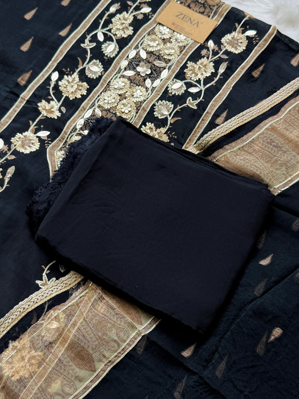 ✨ Pure Crepe Handwork Unstitched Suit ✨