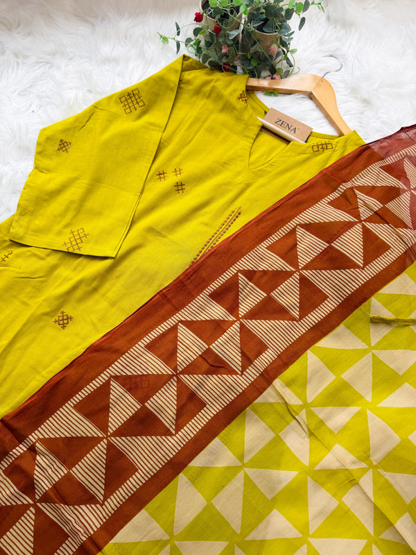 ✨ Pure Cotton A-Line Kurti Set ✨