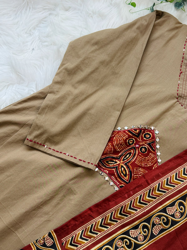 ✨ Pure Cotton Mirror Work Kurti Set ✨