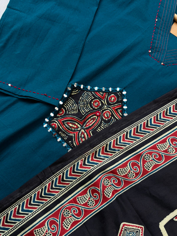 ✨ Pure Cotton Mirror Work Kurti Set ✨