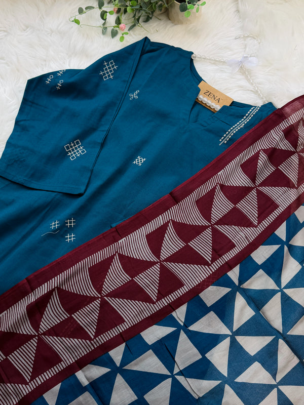 ✨ Pure Cotton A-Line Kurti Set ✨