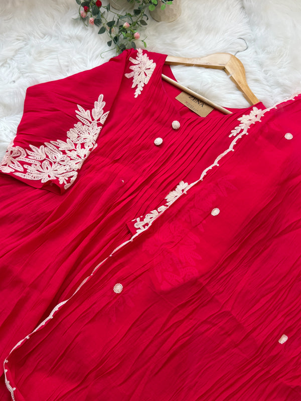 ✨ Mul Chanderi Embroidered Anarkali Set ✨