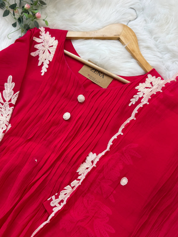 ✨ Mul Chanderi Embroidered Anarkali Set ✨