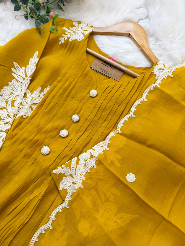 ✨ Mul Chanderi Embroidered Anarkali Set ✨