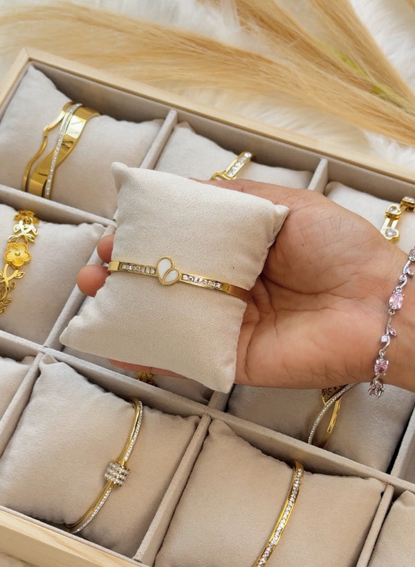 Gold-Plated Anti-Tarnish Stainless Steel Stone Bangle ✨