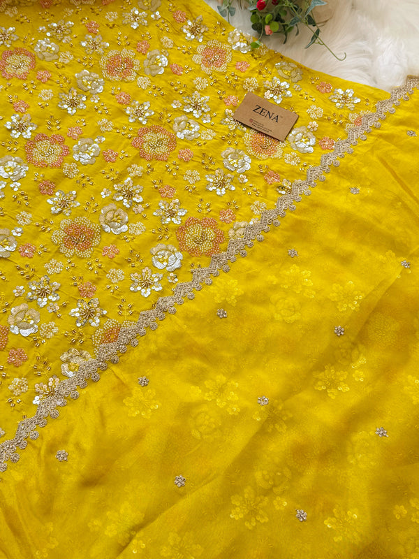 ✨ Premium Cosmo Tissue Silk Handwork Unstitched Suit ✨