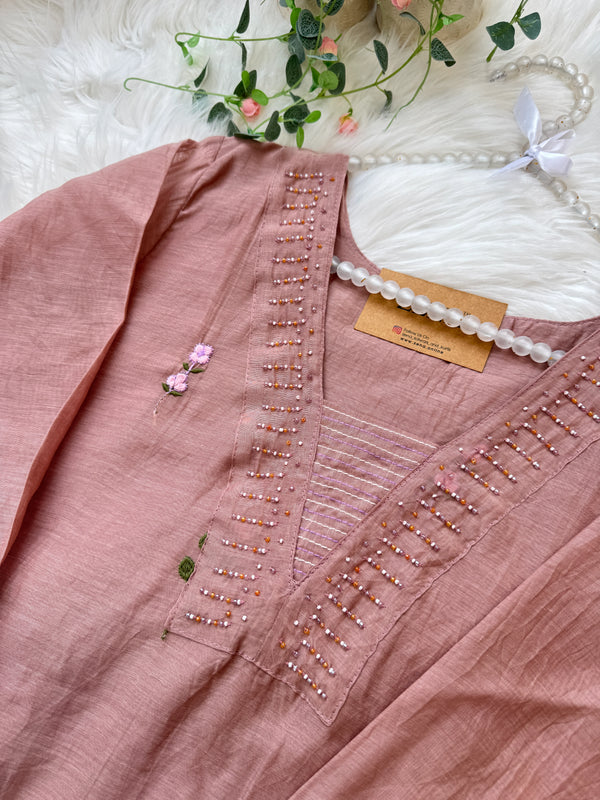 ✨ Pure Mul Chanderi Hand Detailed Kurti Set ✨
