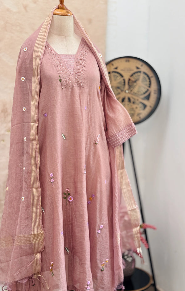 ✨ Pure Mul Chanderi Hand Detailed Kurti Set ✨