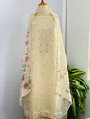 Unstitched Tissue Silk Party Wear Suit with Organza Dupatta