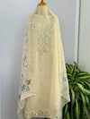 Unstitched Tissue Silk Party Wear Suit with Organza Dupatta
