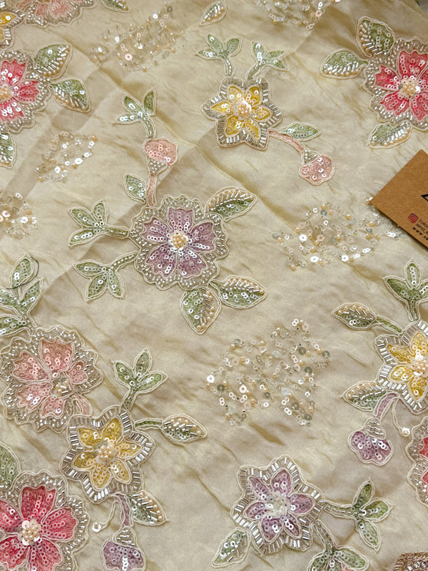 ✨ Tissue Silk Handwork Party Wear Unstitched Suit ✨