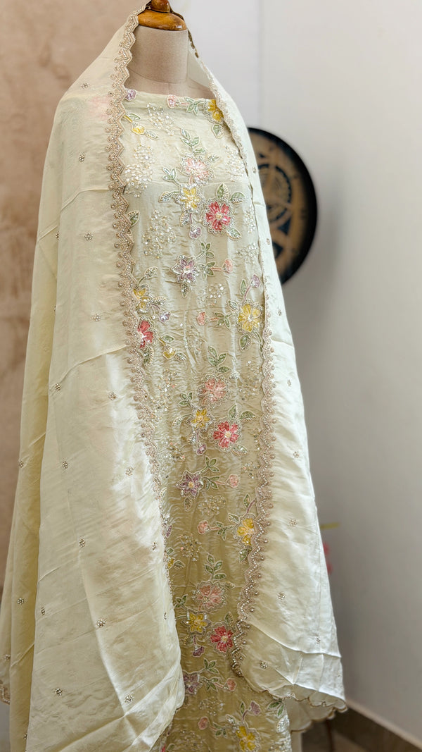 ✨ Tissue Silk Handwork Party Wear Unstitched Suit ✨