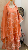 ✨ Glass Chanderi Embroidered A-Line Kurti Set ✨