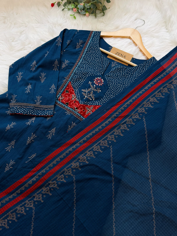 ✨ Pure Cotton Kurti Set Paired with Kota Doria Dupatta ✨