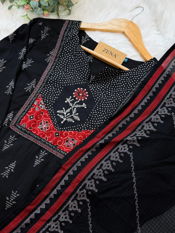 ✨ Pure Cotton Kurti Set Paired with Kota Doria Dupatta ✨