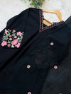✨ Pure Cotton V-Neck Embroidered Kurti Set ✨
