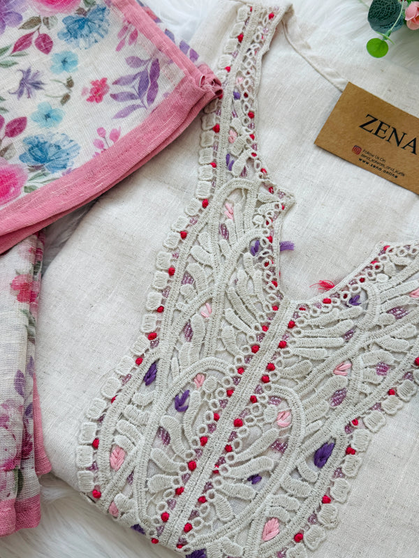 ✨ Linen Cotton Kurti Set ✨