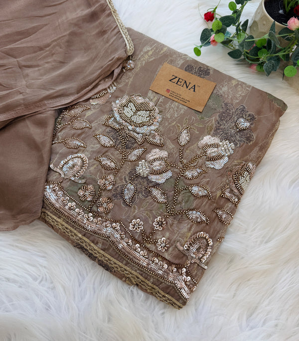 ✨ Pure Crepe Handwork Unstitched Suit ✨