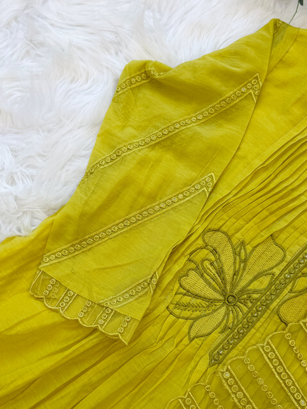 ✨ Glass Chanderi Anarkali Kurti Set ✨