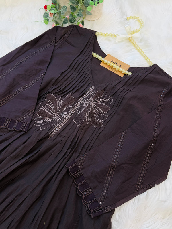 ✨ Glass Chanderi Anarkali Kurti Set ✨