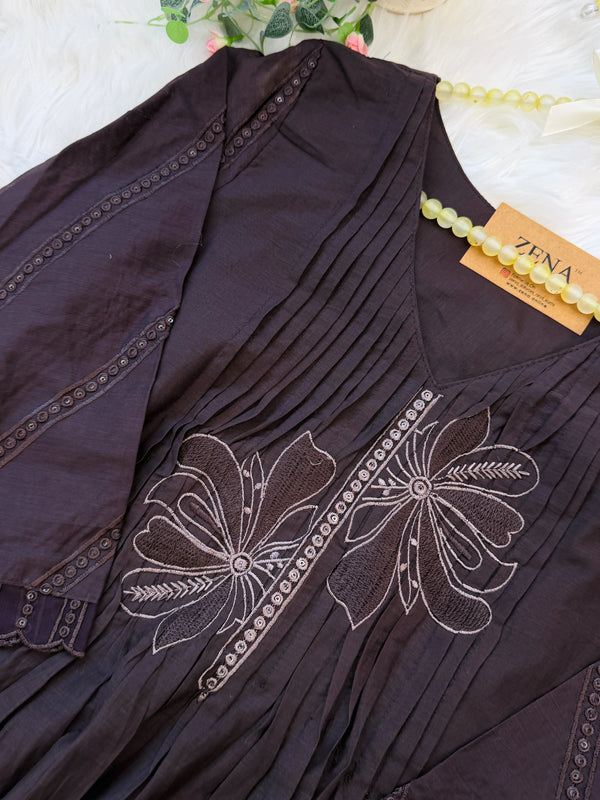✨ Glass Chanderi Anarkali Kurti Set ✨