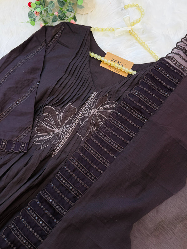 ✨ Glass Chanderi Anarkali Kurti Set ✨