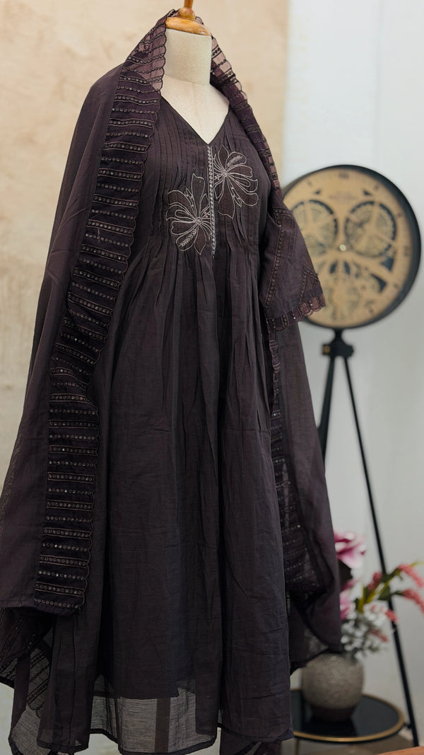 ✨ Glass Chanderi Anarkali Kurti Set ✨