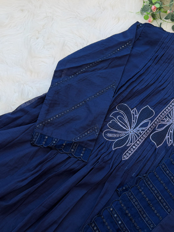 ✨ Glass Chanderi Anarkali Kurti Set ✨