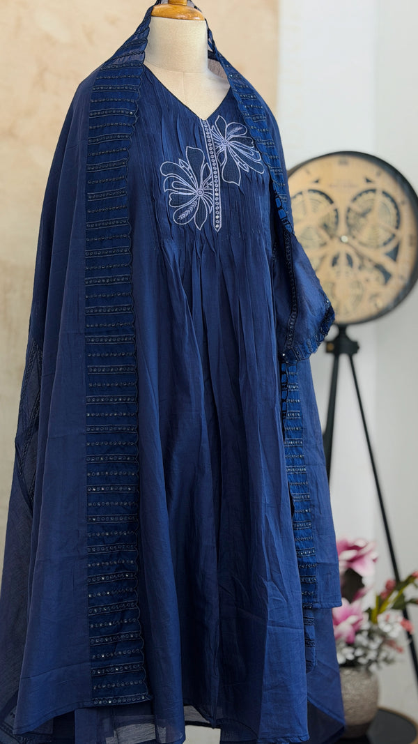 ✨ Glass Chanderi Anarkali Kurti Set ✨