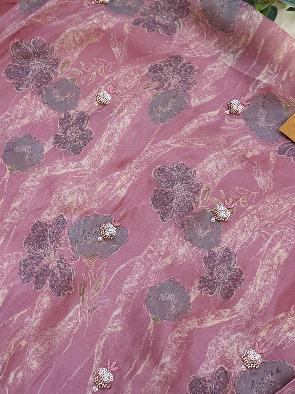✨ Pure Crepe Handwork Unstitched Suit ✨