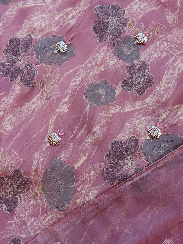 ✨ Pure Crepe Handwork Unstitched Suit ✨