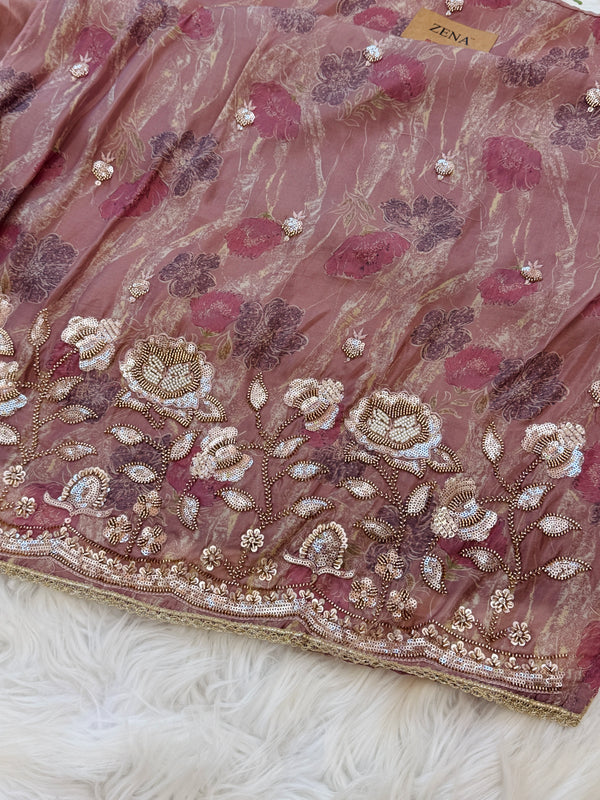 ✨ Pure Crepe Handwork Unstitched Suit ✨