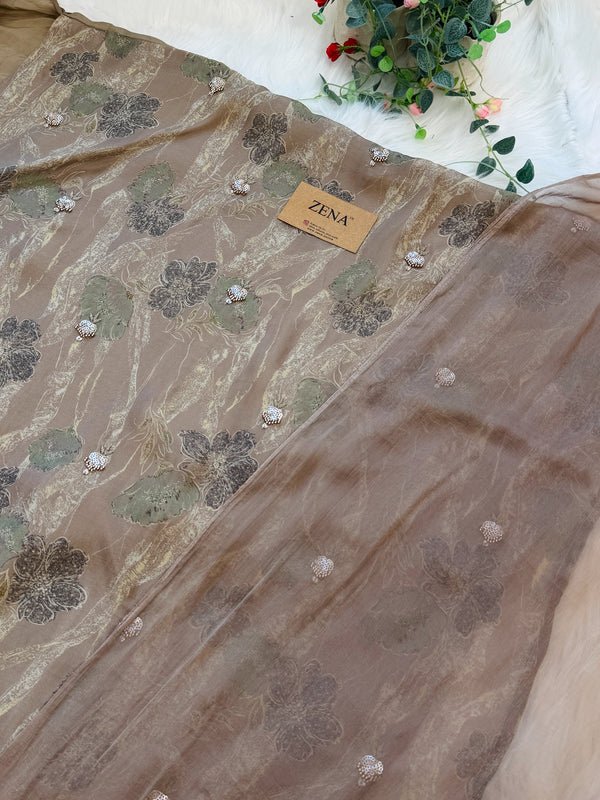 ✨ Pure Crepe Handwork Unstitched Suit ✨