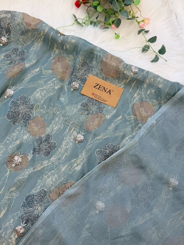 ✨ Pure Crepe Handwork Unstitched Suit ✨