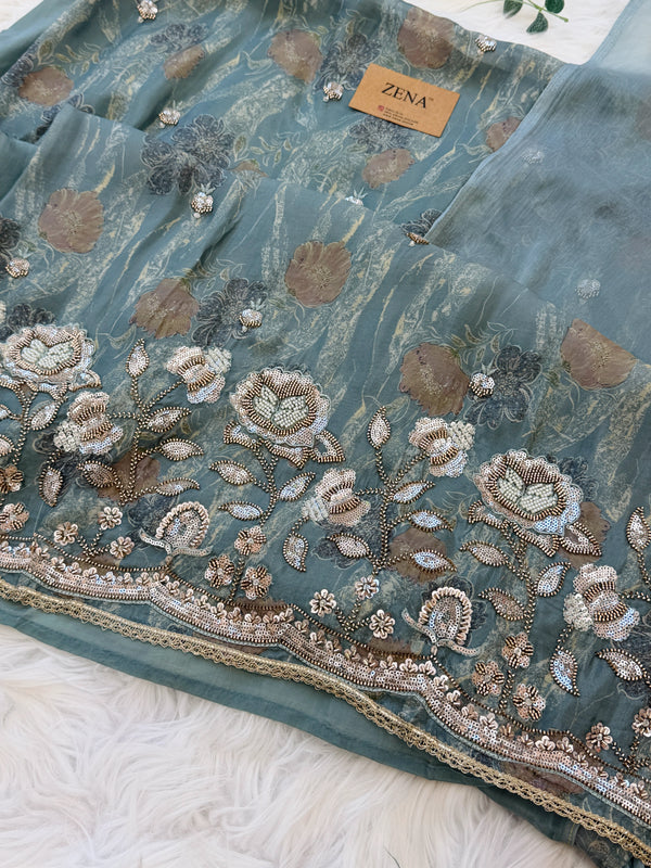 ✨ Pure Crepe Handwork Unstitched Suit ✨
