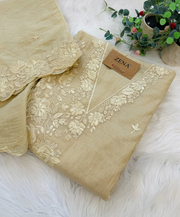 ✨ Mul Chanderi Embroidered Unstitched Suit ✨