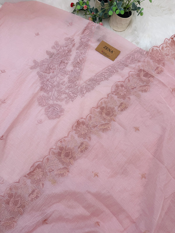 ✨ Mul Chanderi Embroidered Unstitched Suit ✨