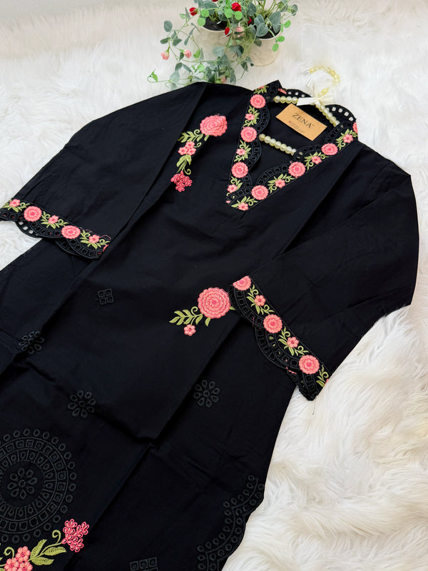 ✨ Pure Cotton Embroidered Kurti Set ✨