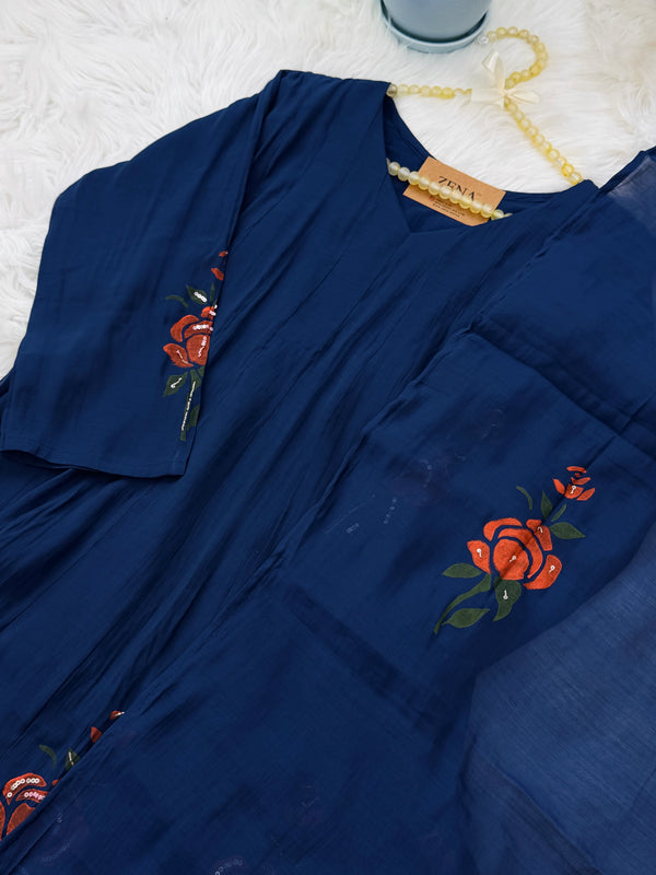 ✨ Mul Chanderi Appliqué Work Anarkali Set ✨