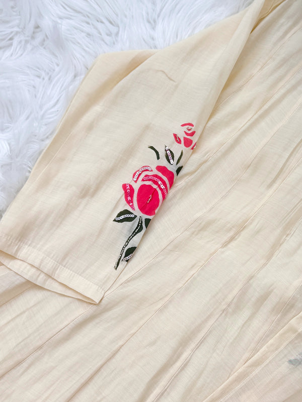 ✨ Mul Chanderi Appliqué Work Anarkali Set ✨