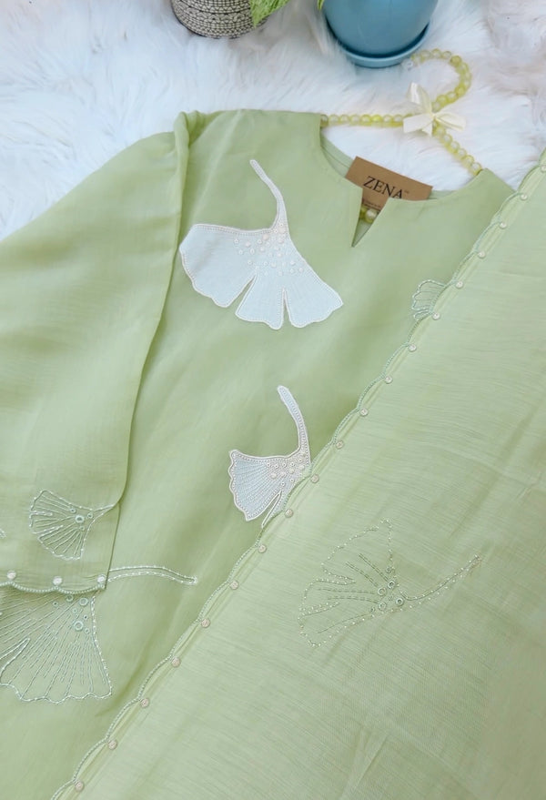 ✨ Premium Mul Chanderi Appliqué Work Kurti Set ✨