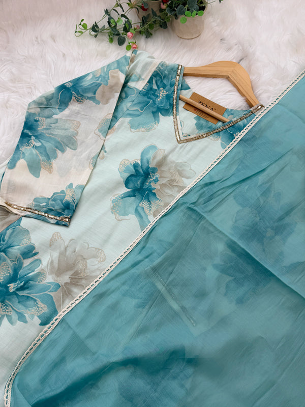 ✨ Glass Chanderi A-Line Kurti Set ✨