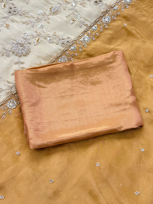 ✨ Pure Tissue Silk Handwork Unstitched Suit ✨