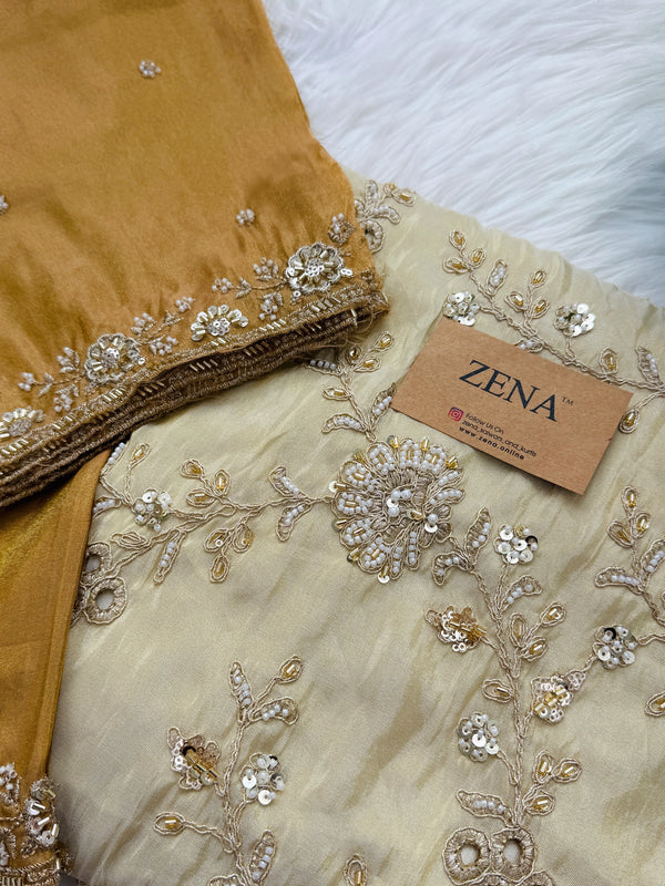 ✨ Pure Tissue Silk Handwork Unstitched Suit ✨