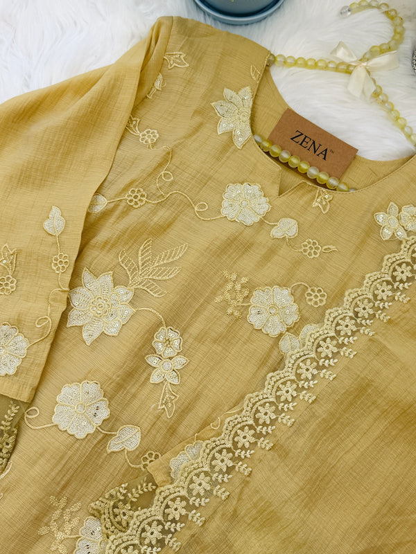 ✨ Mul Chanderi Embroidered Kurti Set ✨