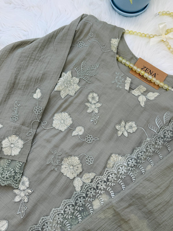 ✨ Mul Chanderi Embroidered Kurti Set ✨