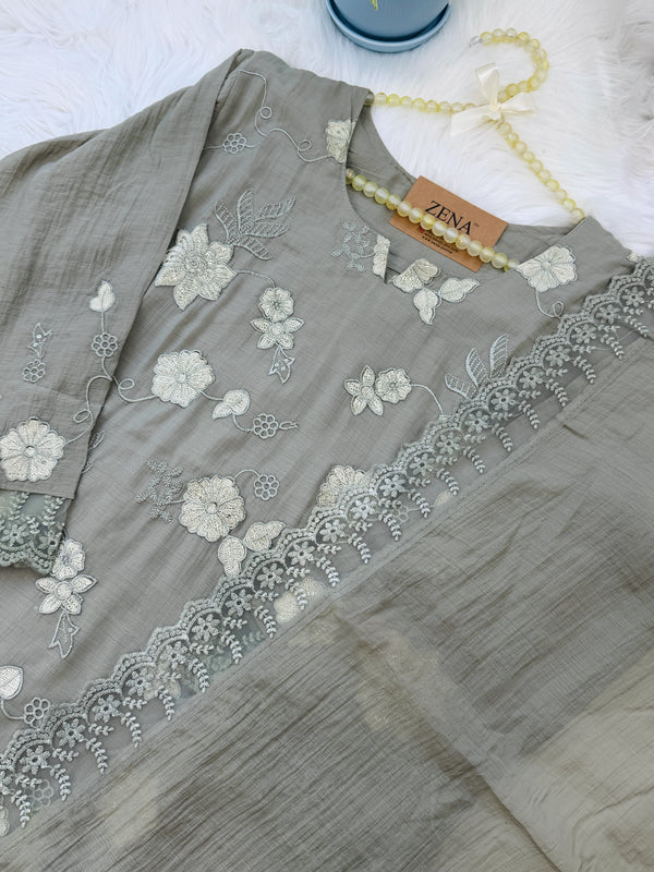 ✨ Mul Chanderi Embroidered Kurti Set ✨