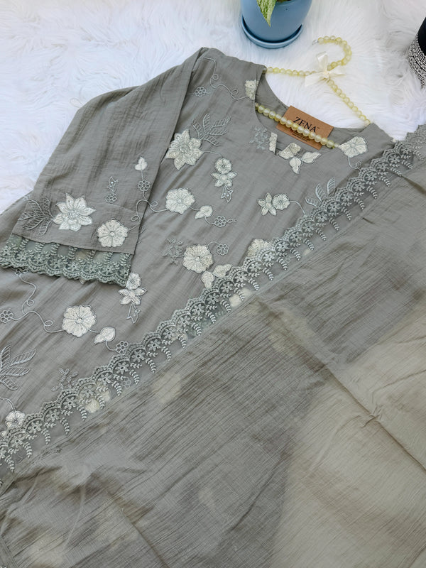 ✨ Mul Chanderi Embroidered Kurti Set ✨