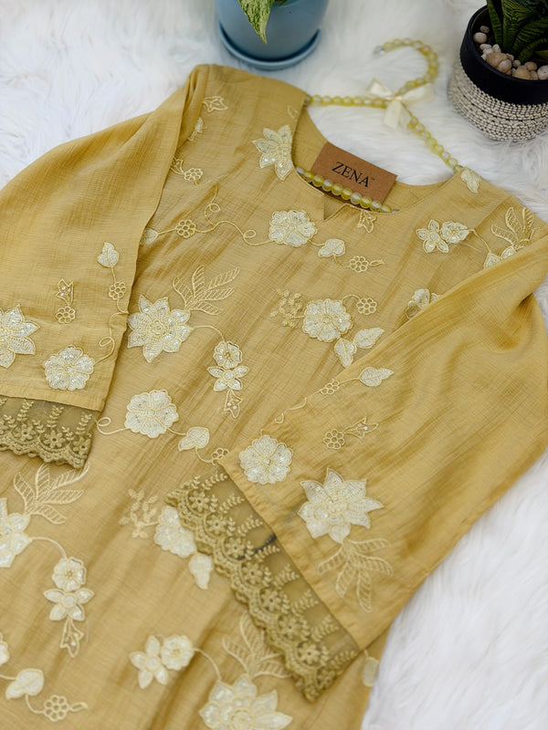 ✨ Mul Chanderi Embroidered Kurti Set ✨